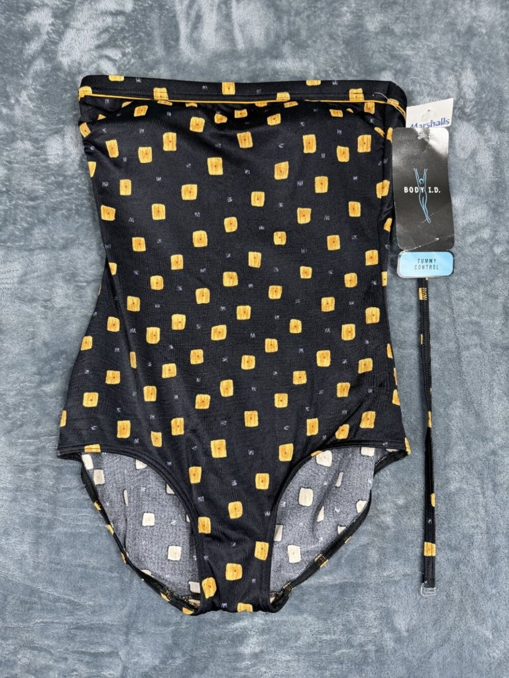 Body I.D. Black & Yellow Tummy Control One-Piece Swimsuit Size 12